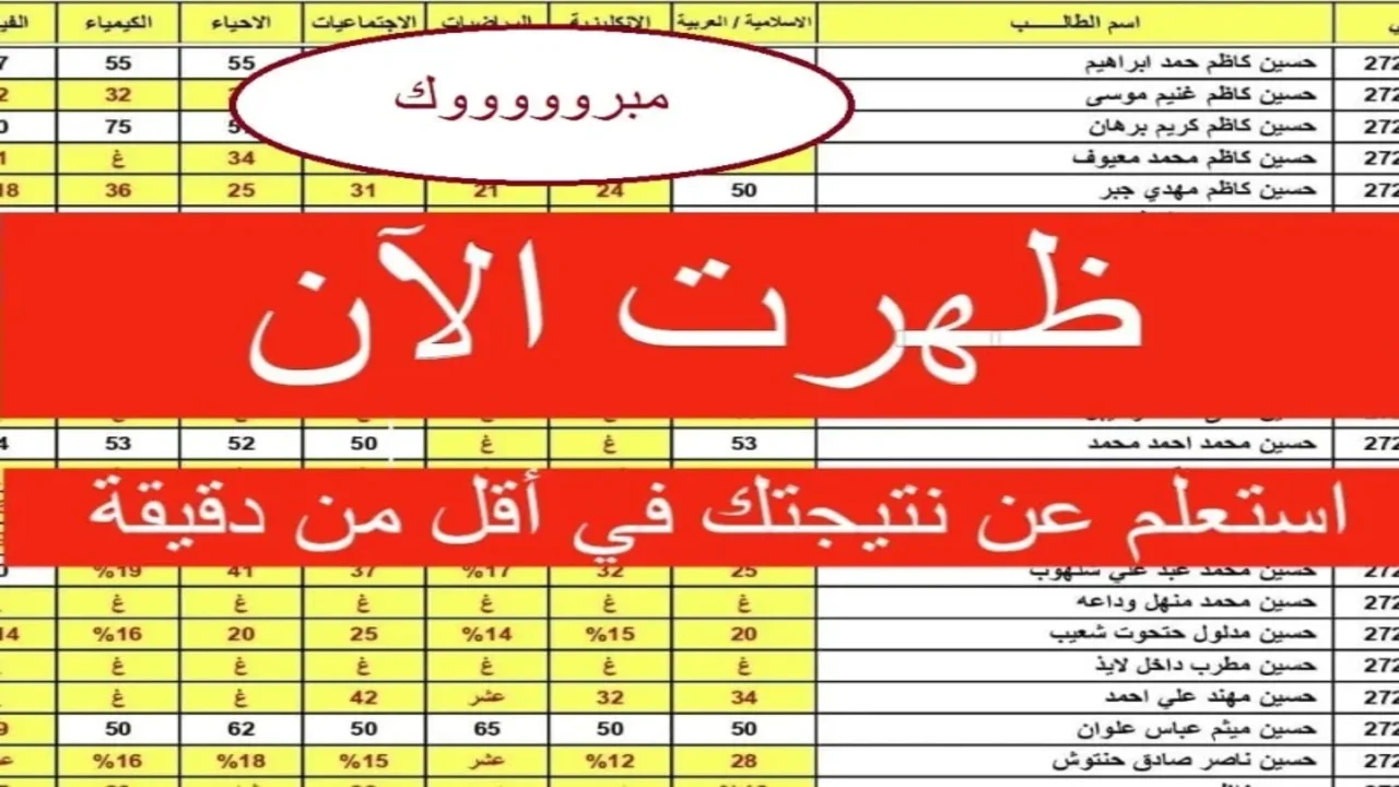 استخرج هسة نتائج السادس التمهيدي في العـراق 2025 عموم المحافظات عبر موقع وزارة التربية والتعليم العراقية