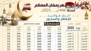 إمساكية رمضان 1446-2025:  مواعيد الصلاة والإفطار في مصر .. دليل الصائم