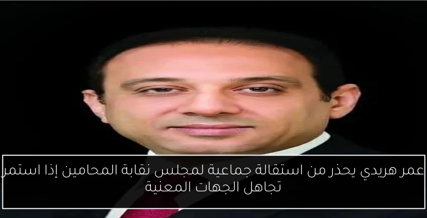عمر هريدي يحذر من استقالة جماعية لمجلس نقابة المحامين إذا استمر تجاهل الجهات المعنية