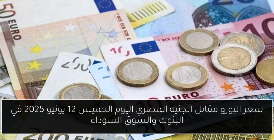 سعر اليورو مقابل الجنيه المصري اليوم الخميس 12 يونيو 2025 في البنوك والسوق السوداء