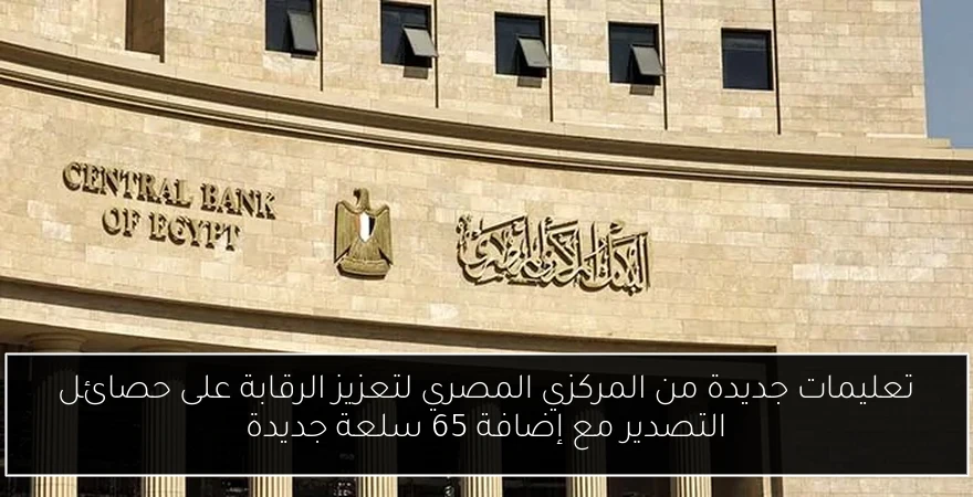 تعليمات جديدة من المركزي المصري لتعزيز الرقابة على حصائل التصدير مع إضافة 65 سلعة جديدة