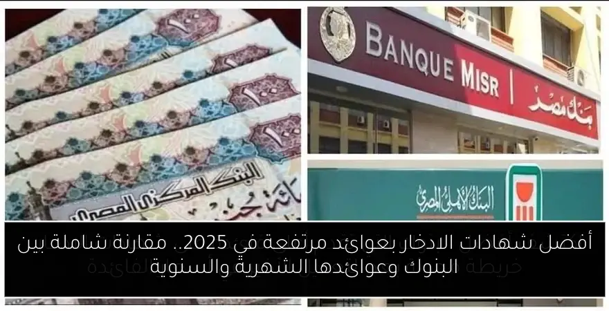 أفضل شهادات الادخار بعوائد مرتفعة في 2025.. مقارنة شاملة بين البنوك وعوائدها الشهرية والسنوية