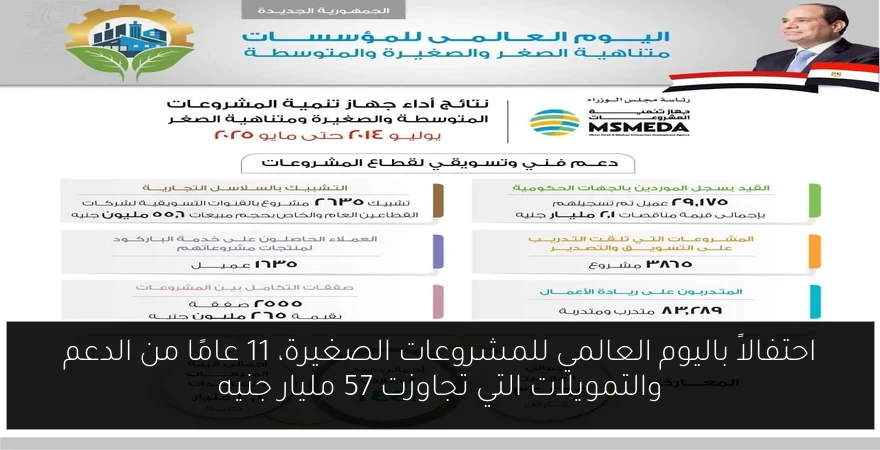 احتفالاً باليوم العالمي للمشروعات الصغيرة، 11 عامًا من الدعم والتمويلات التي تجاوزت 57 مليار جنيه