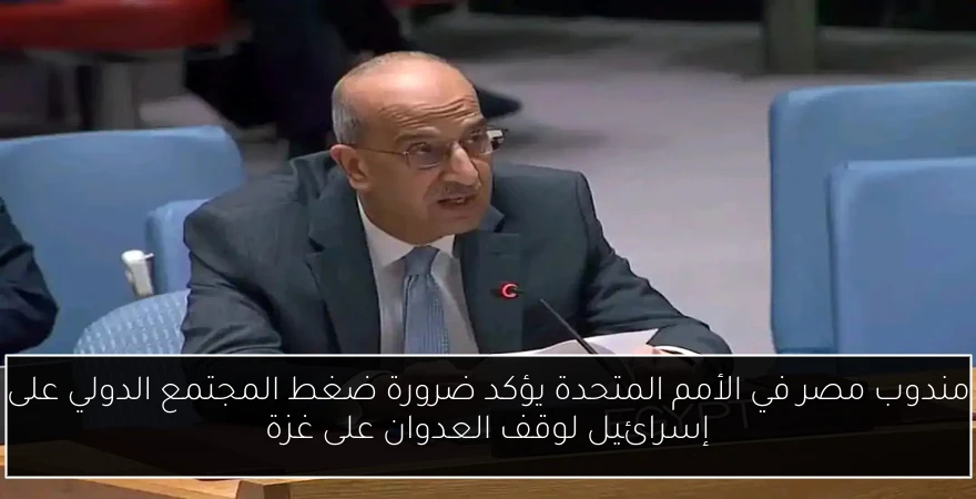 مندوب مصر في الأمم المتحدة يؤكد ضرورة ضغط المجتمع الدولي على إسرائيل لوقف العدوان على غزة