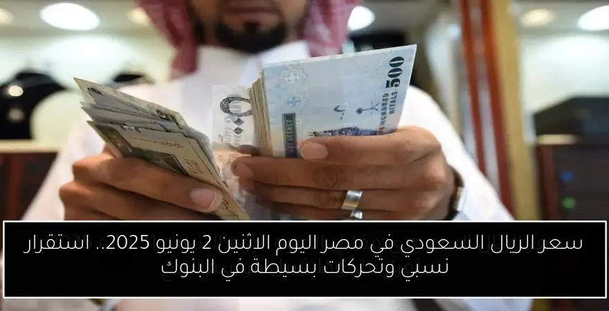 سعر الريال السعودي في مصر اليوم الاثنين 2 يونيو 2025.. استقرار نسبي وتحركات بسيطة في البنوك