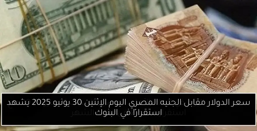 سعر الدولار مقابل الجنيه المصري اليوم الإثنين 30 يونيو 2025 يشهد استقرارًا في البنوك