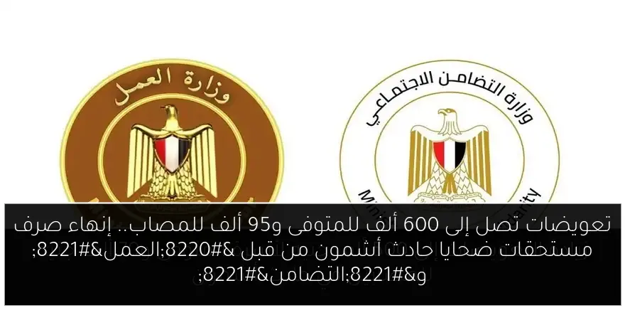 تعويضات تصل إلى 600 ألف للمتوفى و95 ألف للمصاب.. إنهاء صرف مستحقات ضحايا حادث أشمون من قبل “العمل” و”التضامن”