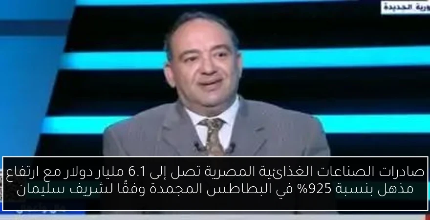 صادرات الصناعات الغذائية المصرية تصل إلى 6.1 مليار دولار مع ارتفاع مذهل بنسبة 925% في البطاطس المجمدة وفقًا لشريف سليمان