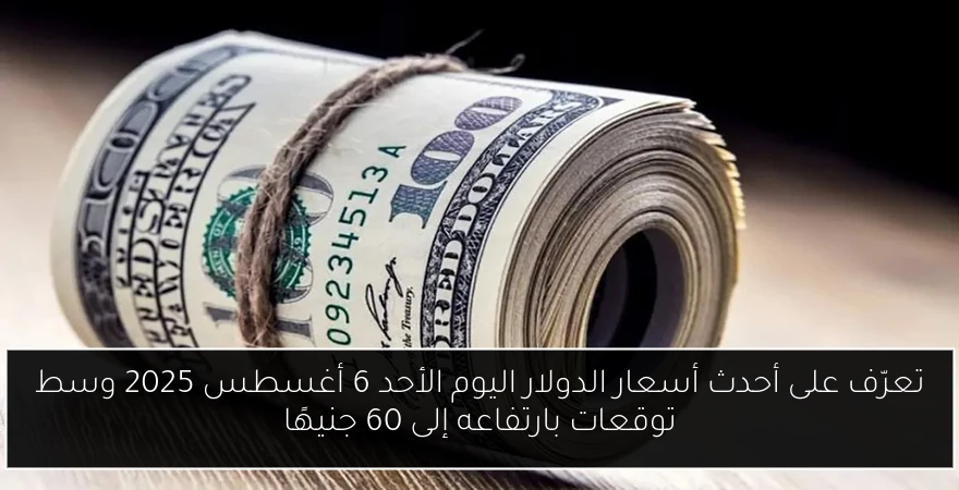 تعرّف على أحدث أسعار الدولار اليوم الأحد 6 أغسطس 2025 وسط توقعات بارتفاعه إلى 60 جنيهًا