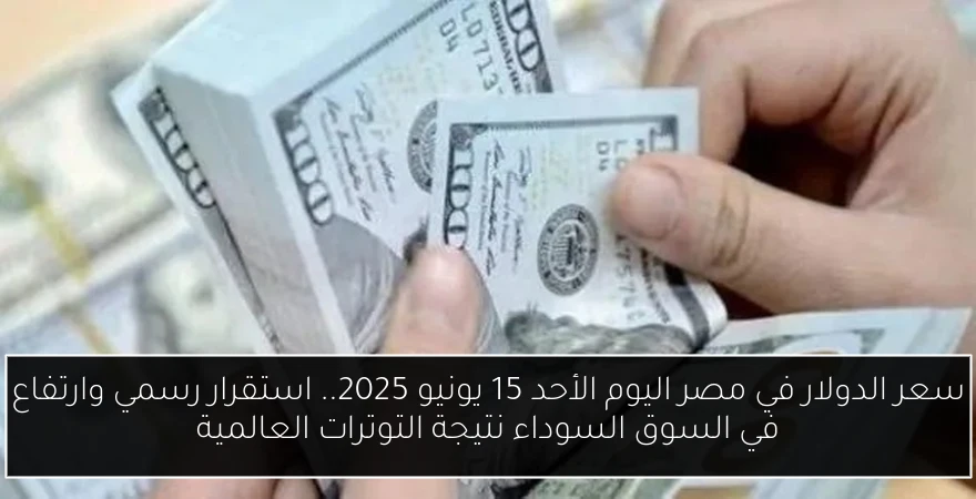 سعر الدولار في مصر اليوم الأحد 15 يونيو 2025.. استقرار رسمي وارتفاع في السوق السوداء نتيجة التوترات العالمية