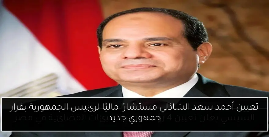 تعيين أحمد سعد الشاذلي مستشارًا ماليًا لرئيس الجمهورية بقرار جمهوري جديد