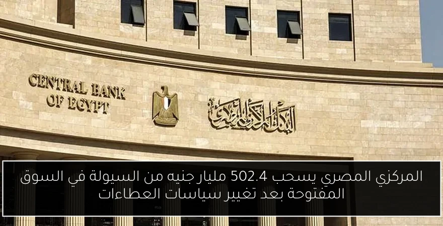المركزي المصري يسحب 502.4 مليار جنيه من السيولة في السوق المفتوحة بعد تغيير سياسات العطاءات