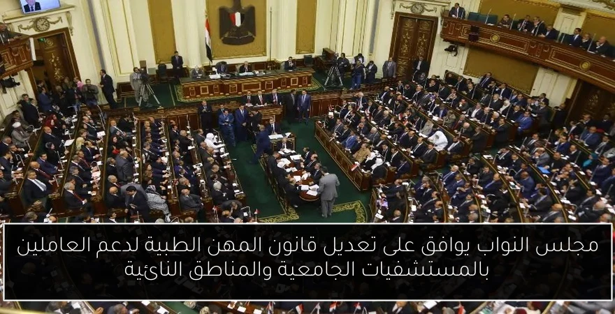 مجلس النواب يوافق على تعديل قانون المهن الطبية لدعم العاملين بالمستشفيات الجامعية والمناطق النائية