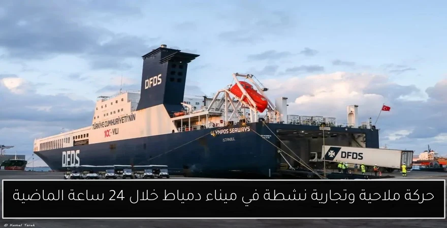 حركة ملاحية وتجارية نشطة في ميناء دمياط خلال 24 ساعة الماضية