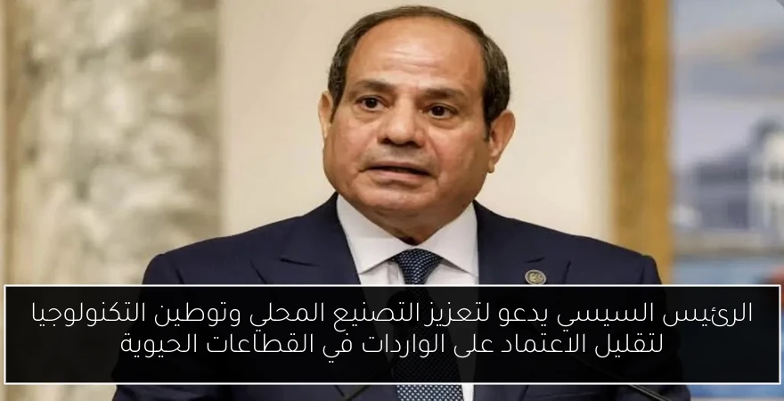 الرئيس السيسي يدعو لتعزيز التصنيع المحلي وتوطين التكنولوجيا لتقليل الاعتماد على الواردات في القطاعات الحيوية