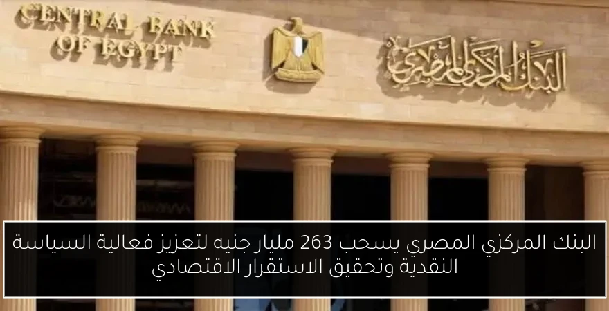 البنك المركزي المصري يسحب 263 مليار جنيه لتعزيز فعالية السياسة النقدية وتحقيق الاستقرار الاقتصادي