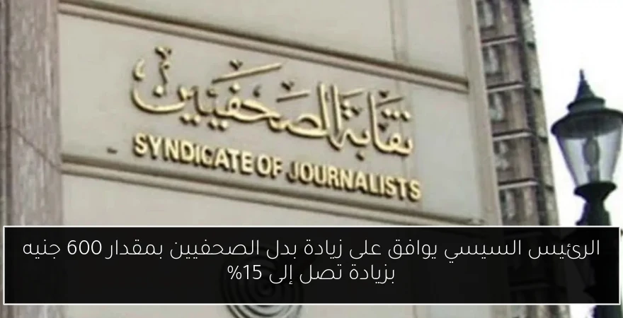 الرئيس السيسي يوافق على زيادة بدل الصحفيين بمقدار 600 جنيه بزيادة تصل إلى 15%