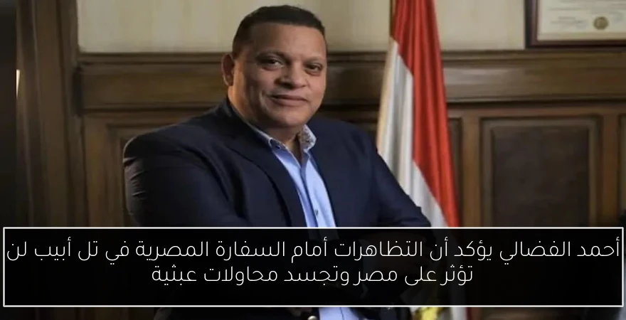 أحمد الفضالي يؤكد أن التظاهرات أمام السفارة المصرية في تل أبيب لن تؤثر على مصر وتجسد محاولات عبثية