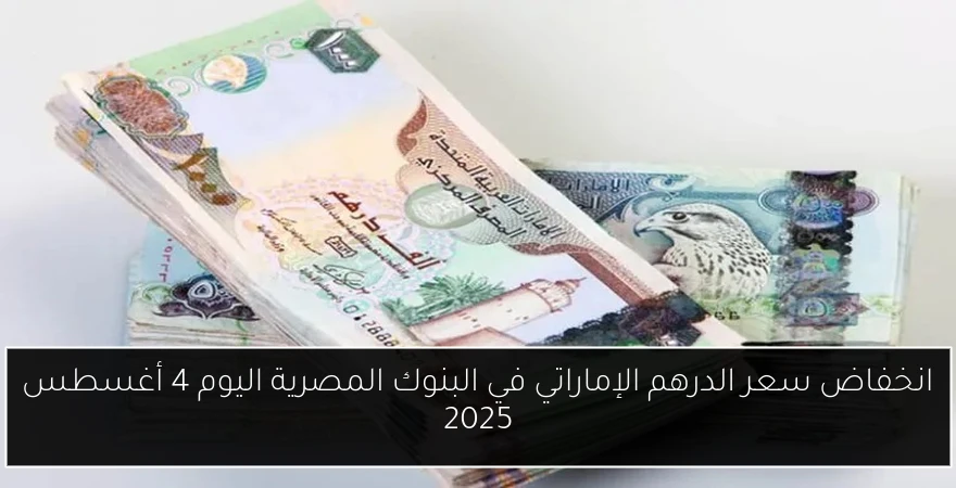 انخفاض سعر الدرهم الإماراتي في البنوك المصرية اليوم 4 أغسطس 2025