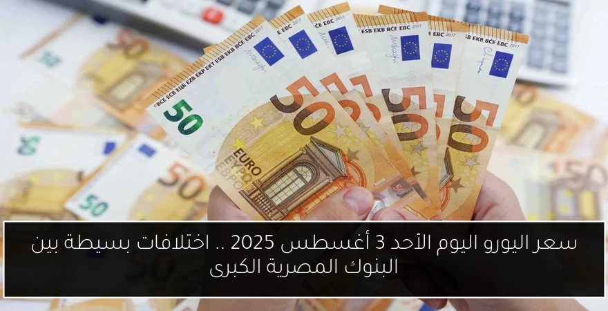 سعر اليورو اليوم الأحد 3 أغسطس 2025 .. اختلافات بسيطة بين البنوك المصرية الكبرى